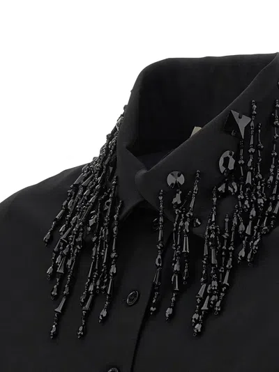 Alberta Ferretti Embellished Collar Fitted Silhouette Long Sleeves In Black