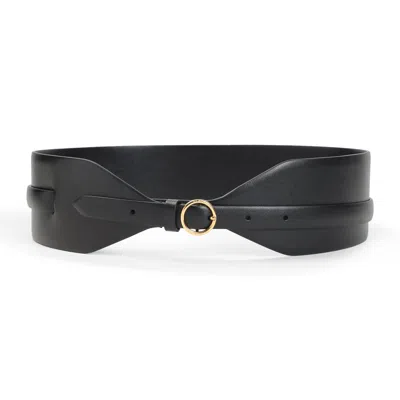 Alaïa Large Calf Leather Belt With Gold-tone Buckle In Black