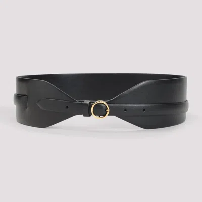 Alaïa Large Calf Leather Belt With Gold-tone Buckle In Black