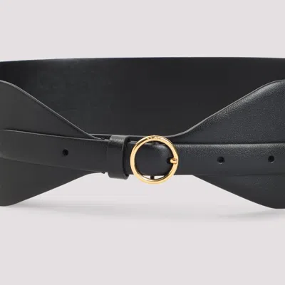 Alaïa Large Calf Leather Belt With Gold-tone Buckle In Black