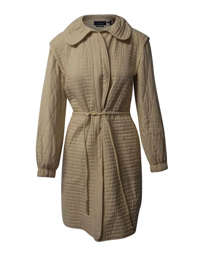 Isabel Marant Quilted Padded Coat In Cream Cotton In Brown