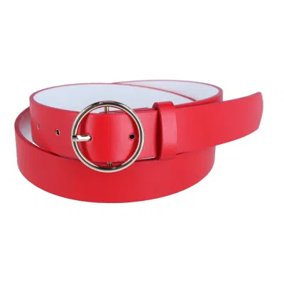 Ctm Women's Thick Rounded Buckle Belt In Red