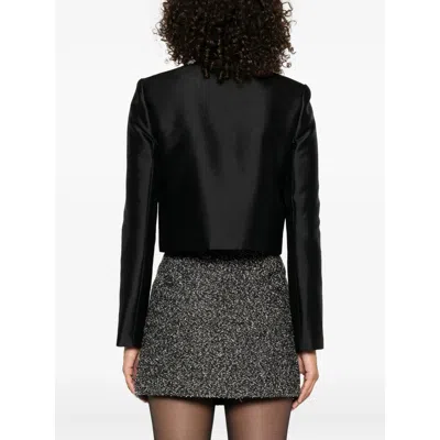 Self-portrait Taffeta Embellished Trim Jacket In Black