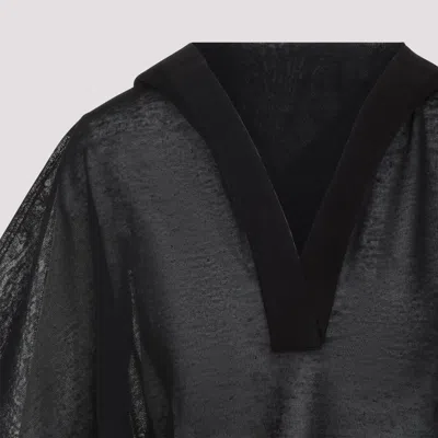 Alaïa Long-sleeved Linen And Silk Hooded Top In Black
