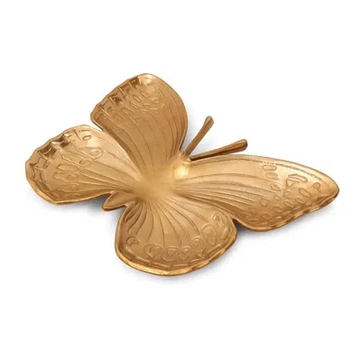 Melrose International Metallic Aluminum Butterfly Platter 23.5"l - Gold