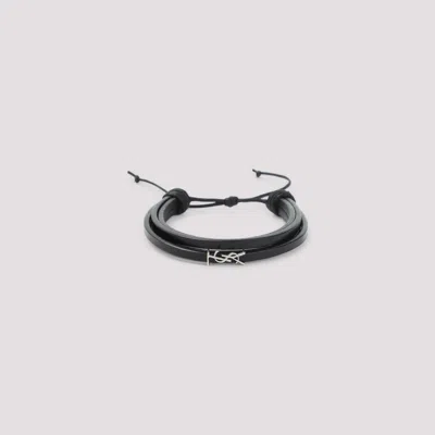 Saint Laurent Cassandre Multi-strand Leather Bracelet Accessories In Black