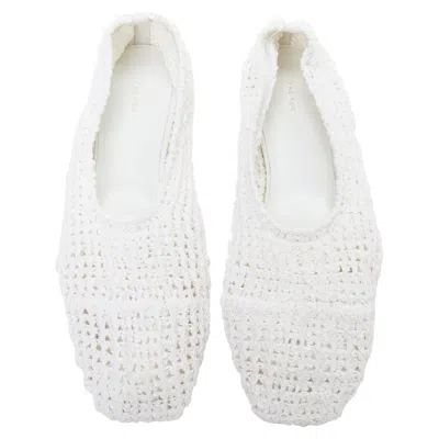 The Row 2024 Ballet Crochet Fabric Trimmed Flat Shoes In White