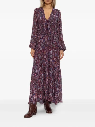 Isabel Marant Étoile Briane Long Printed Crepe Dress In Brown