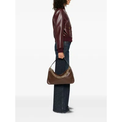 Twinset Medium Liliane Chain-embellished Shoulder Bag In Brown