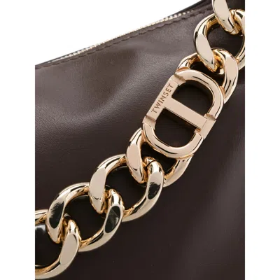 Twinset Medium Liliane Chain-embellished Shoulder Bag In Brown