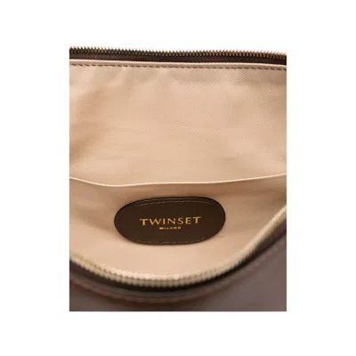 Twinset Medium Liliane Chain-embellished Shoulder Bag In Brown