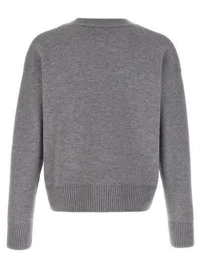 Ami Alexandre Mattiussi Puff Logo Patch Sweater Sweaters And Cardigans Gray In Gray