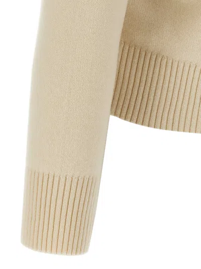 Ami Alexandre Mattiussi Puff Logo Patch Sweater Sweaters And Cardigans Beige In Neutral