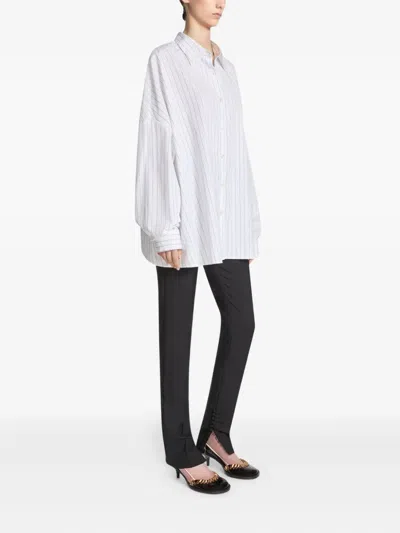 Dries Van Noten Pinstripe Button-down Shirt In Soft Viscose-cotton Blend In White