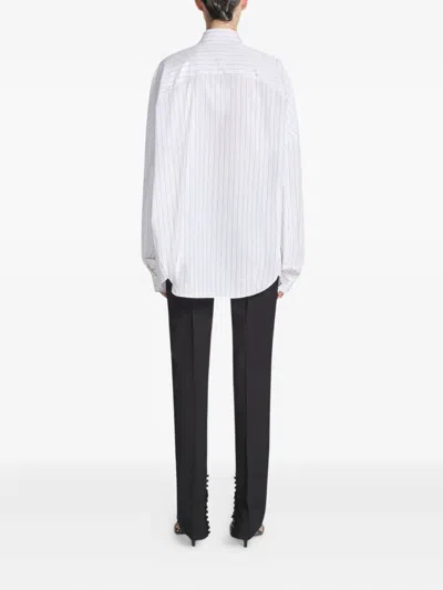 Dries Van Noten Pinstripe Button-down Shirt In Soft Viscose-cotton Blend In White