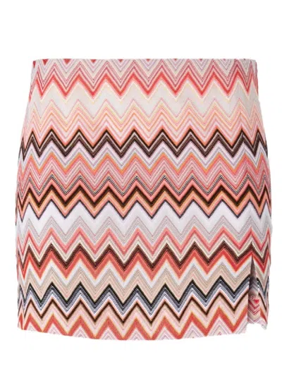 Missoni Vibrant Zigzag Pattern Miniskirt With Textured Finish In Multi