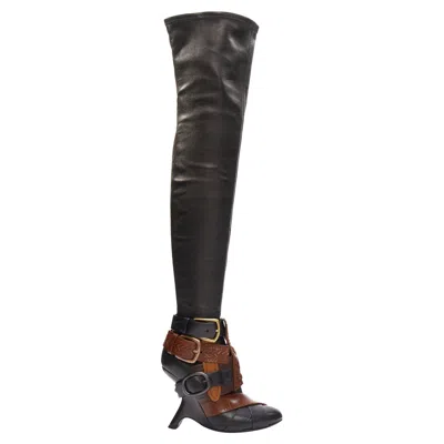 Tom Ford Runway Belt Buckle Thigh High Boots In Black