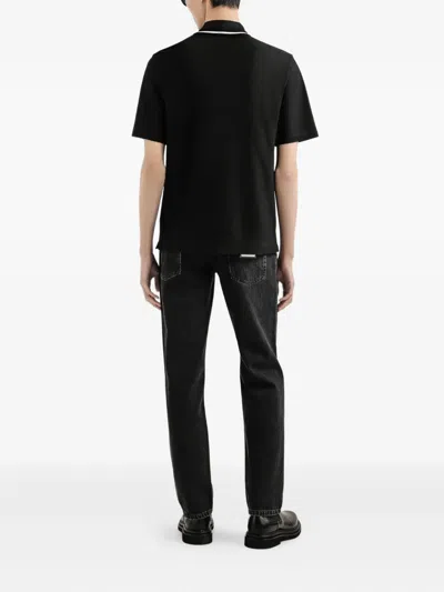Dolce & Gabbana Polo Shirt In Piqué De Coton In Black
