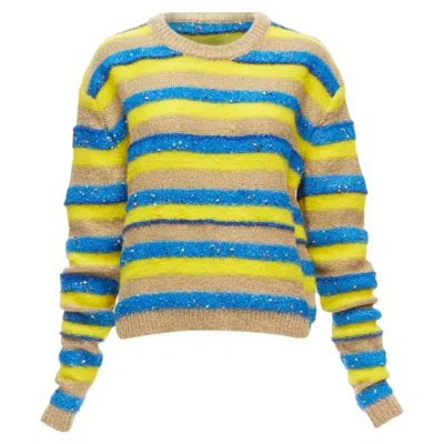 Ashish Striped Mixed Sequins Lurex Knitted Sweater Top In Multi
