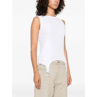 Jean Paul Gaultier Women Tank Top With Lingerie Garter In White