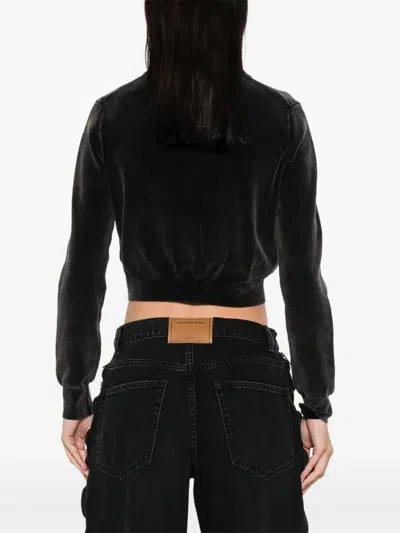 Alexander Wang Cotton-blend Chenille Cropped Polo Cardigan
