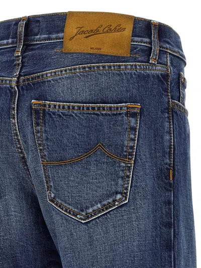 Jacob Cohen Belt Loops Contrast Stitching Faded Jeans In Blue