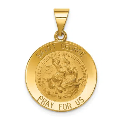 Diamond2deal 14k Yellow Gold Polished And Satin St George Medal Hollow Pendant In Yellow