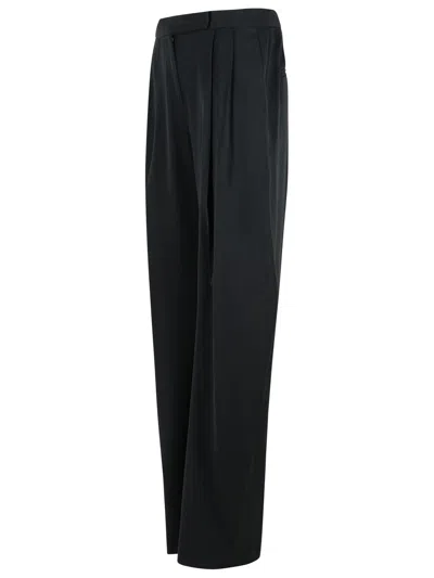 Attico Gary Long Black Virgin Wool Pants In Black