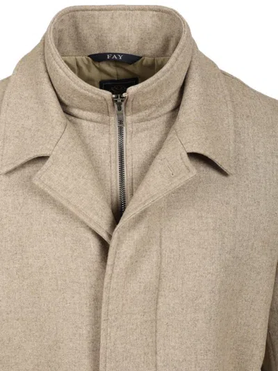 Fay Easy Morning (db Front) Flanella Cardata Jackets Beige In Brown