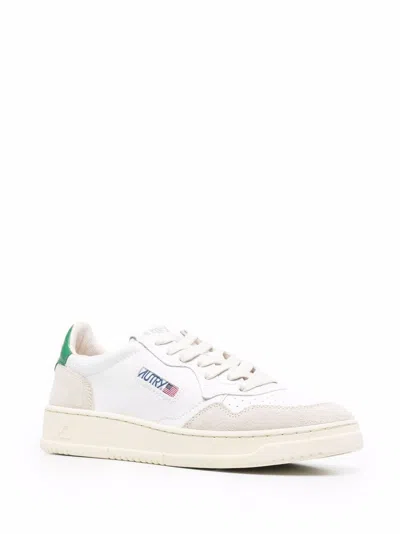 Autry Low-top Sneakers With Mixed Textures And Contrast Heel Tab In White