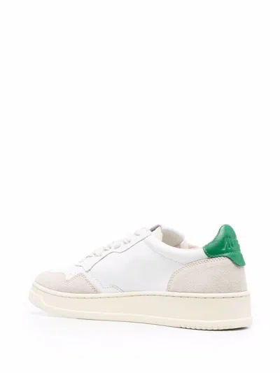 Autry Low-top Sneakers With Mixed Textures And Contrast Heel Tab In White