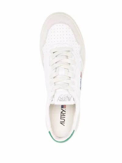 Autry Low-top Sneakers With Mixed Textures And Contrast Heel Tab In White