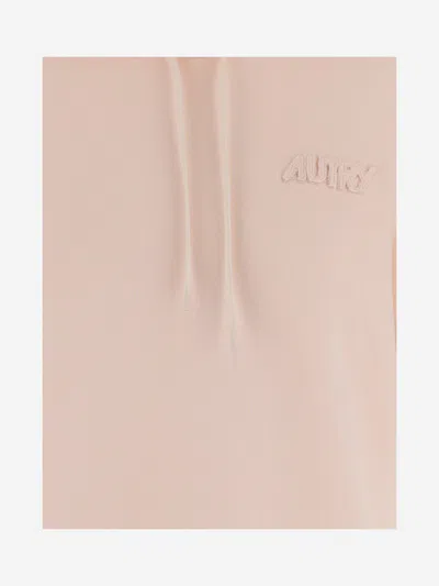 Autry Hooded Sweatshirt With Logo Embroidery And Elasticized Edges In Pink