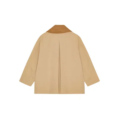 Ganni Camel Twill Midi Jacket In Neutral