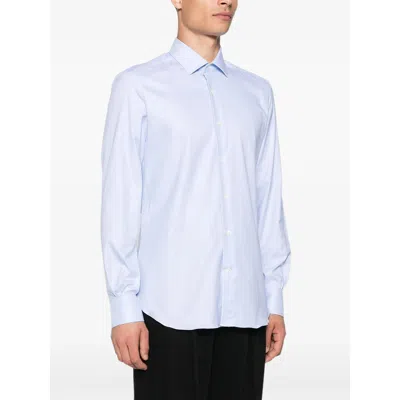 Mazzarelli Cotton Shirts In Blue