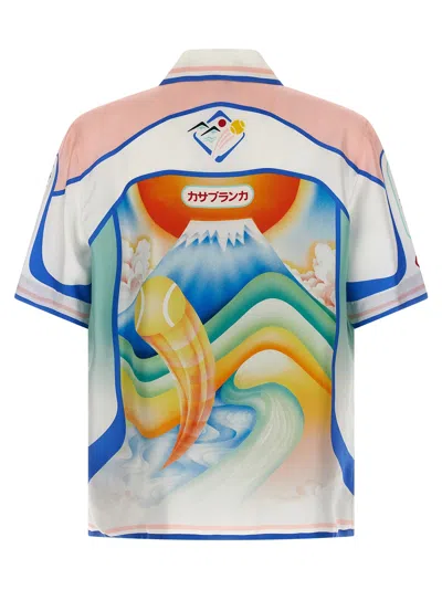Casablanca Mens Fuji Dream Cuban Collar Printed Silk Shirt In White