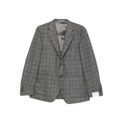 Caruso Checked Blazer In Gray