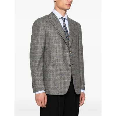 Caruso Checked Blazer In Gray