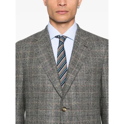 Caruso Checked Blazer In Gray