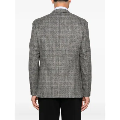 Caruso Checked Blazer In Gray