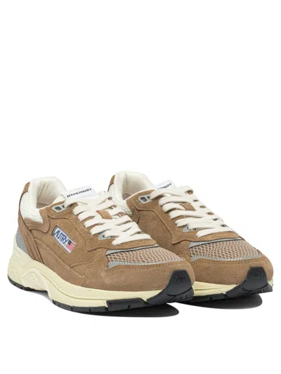 Autry Hyperway Sneakers In Cigar And Silver Mesh And Suede