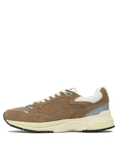 Autry Hyperway Sneakers In Cigar And Silver Mesh And Suede