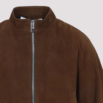 Alaïa Round Zip-up Jacket In Suede In Brown
