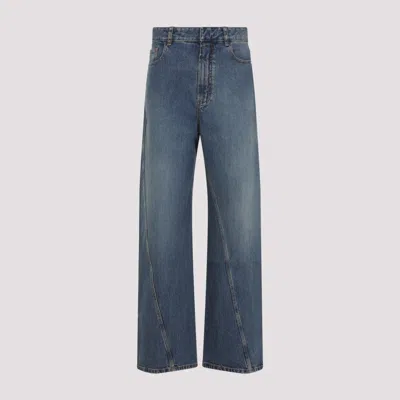 Alaïa Twisted Stitch Wide-leg Jeans In Blue