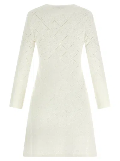 Self-portrait A-line Mini Dress With Velvet Bow In White