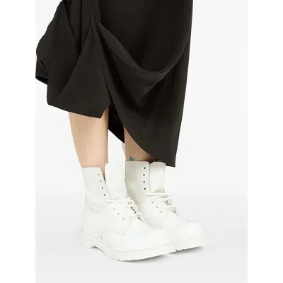Mm6 Maison Margiela 1460 Lace-up Ankle Boots In White Leather