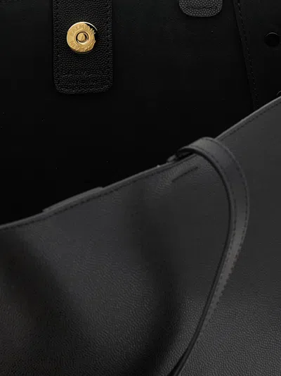Balmain Embleme Shopper Tote Bag In Smooth Leather In Black