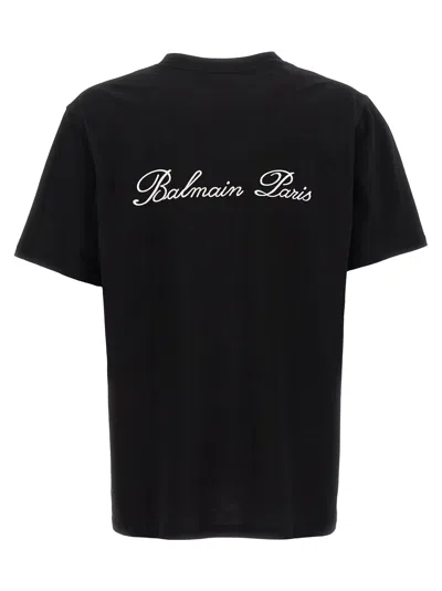 Balmain Black Cotton T-shirt In Black