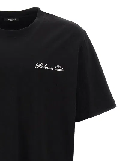 Balmain Black Cotton T-shirt In Black
