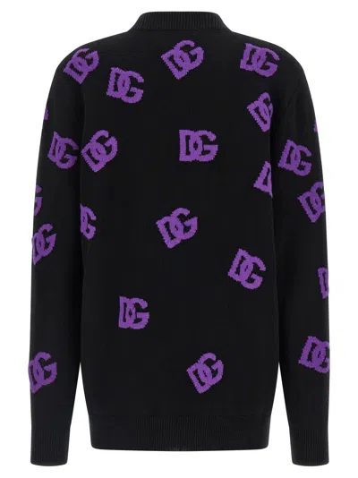 Dolce & Gabbana Logo Cardigan Sweaters And Cardigans Multicolor In Black